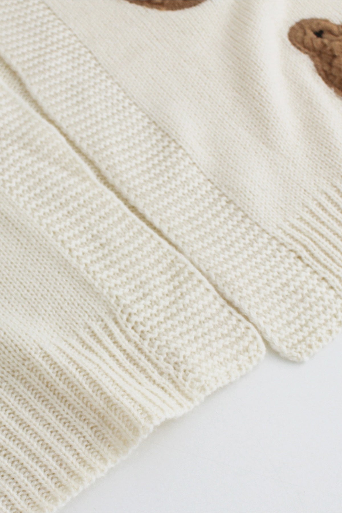 Bear Embroidery Short Cardigan