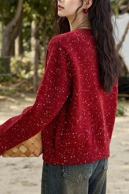 Vintage Smile Embroidery Wool Cardigan