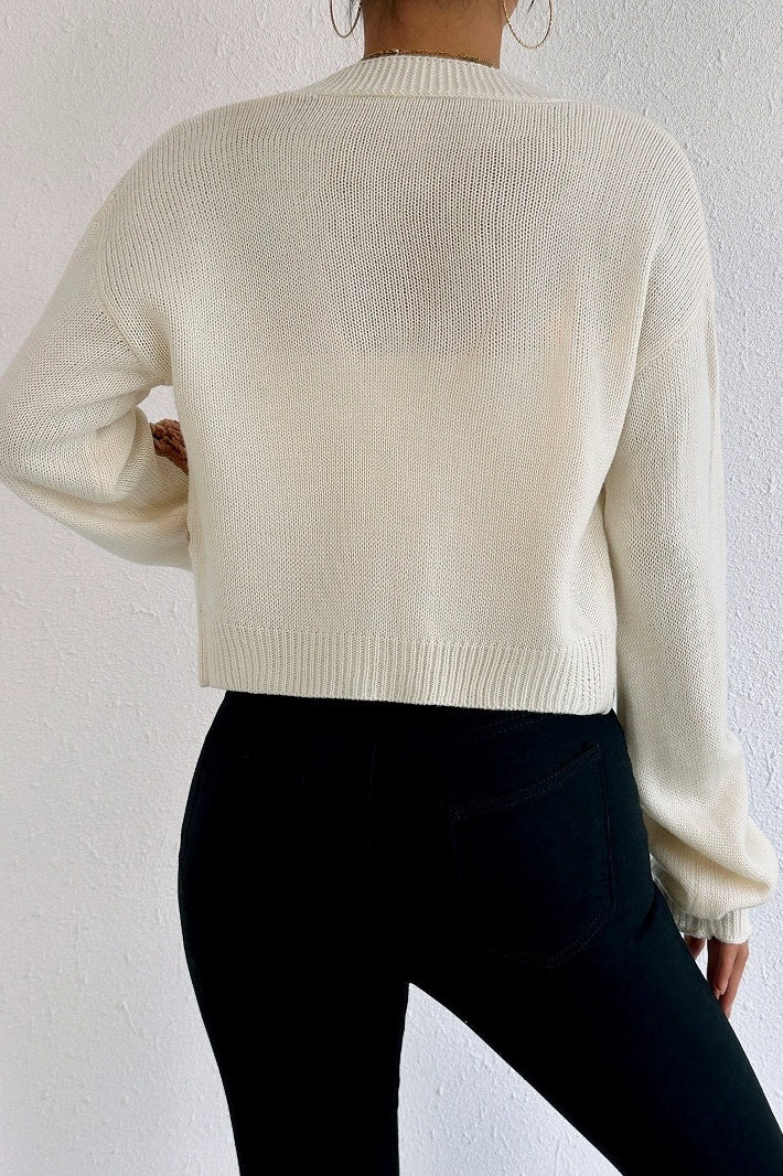 Bear Embroidery Short Cardigan