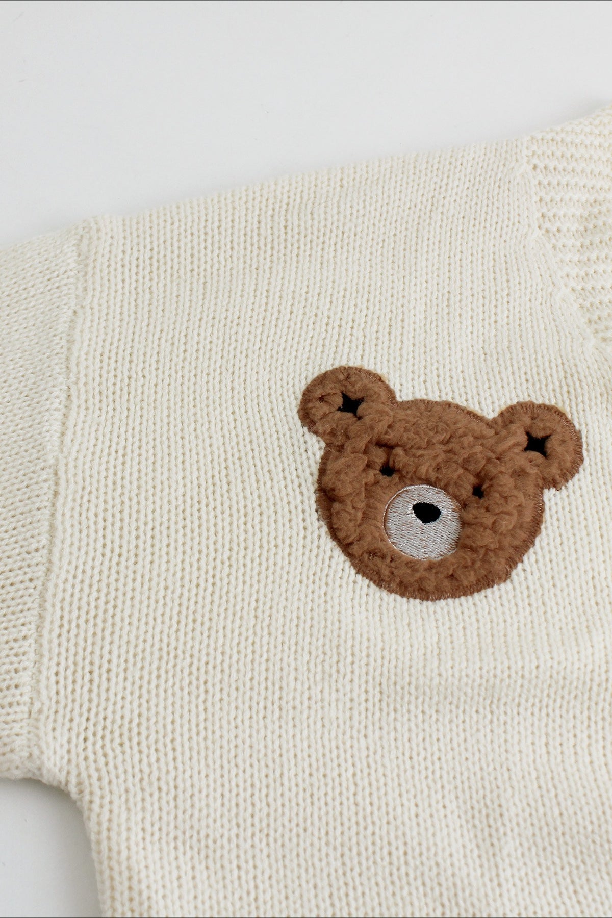 Bear Embroidery Short Cardigan
